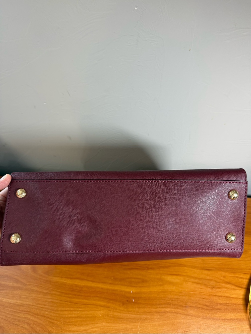 MICHAEL KORS Hamilton Medium East West Satchel Merlot Saffiano Leather Purse Bag - Picture 6 of 9